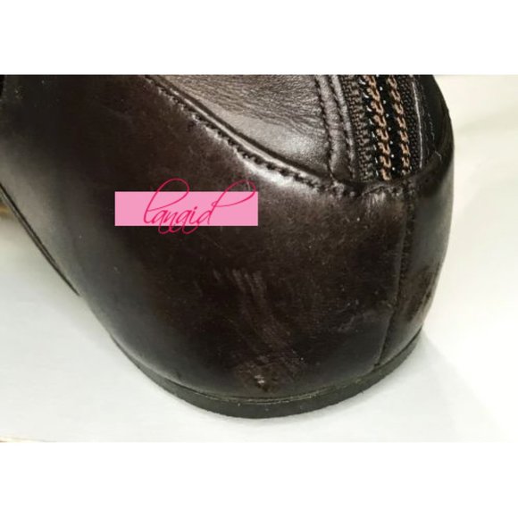 Delman Toe-Ring Strappy Genuine Leather Rich Brown Flat Criss-Cross Sandals 7 - Picture 4 of 8